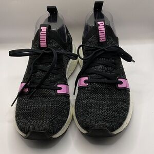 Puma Women's Black Sneakers with Pink Highlights